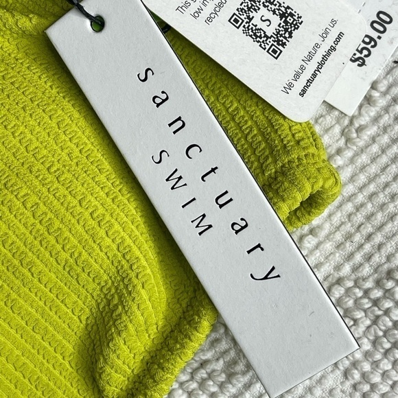 Sanctuary Sandbar Solids Seamed Bralette BikiniTop Women's Grellow Clasp Back - Picture 6 of 6